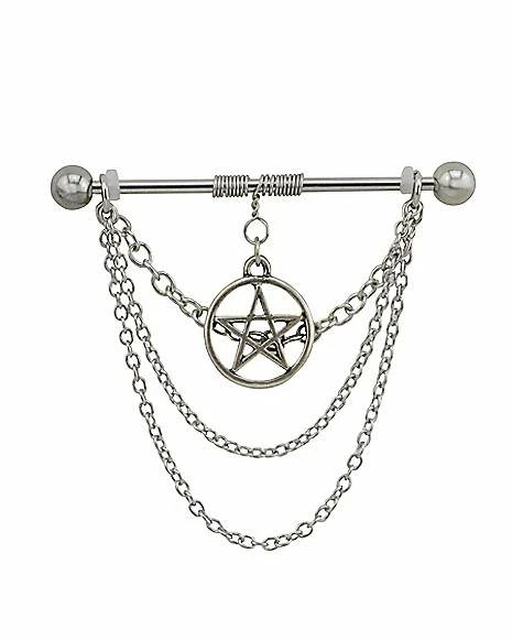 Hot Sale π₯° Pentagram Dangle Industrial Barbell - 14 Gauge π 3 Hot Sale π₯° Pentagram Dangle Industrial Barbell - 14 Gauge π