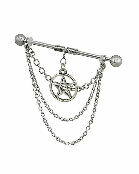 Hot Sale π₯° Pentagram Dangle Industrial Barbell - 14 Gauge π 4 Hot Sale π₯° Pentagram Dangle Industrial Barbell - 14 Gauge π - Image 2
