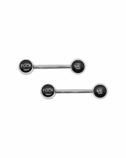 Flash Sale 🎁 Fuck Me Barbell Nipple Rings - 14 Gauge 👍