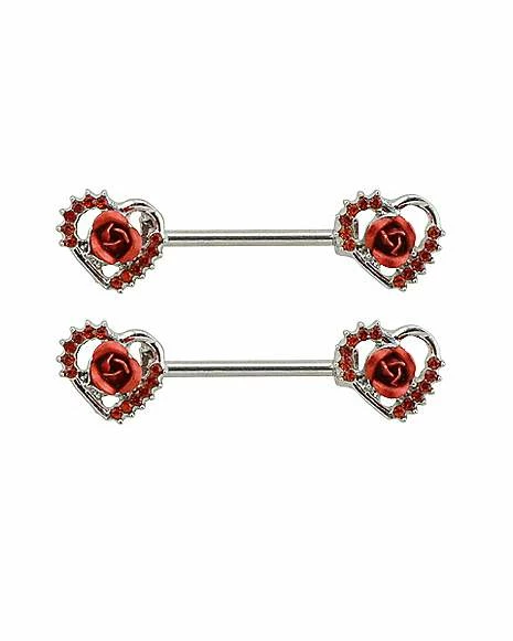 Best Pirce π CZ Rose Barbell Nipple Rings - 14 Gauge π 3 Best Pirce π CZ Rose Barbell Nipple Rings - 14 Gauge π