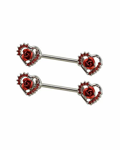 Best Pirce π CZ Rose Barbell Nipple Rings - 14 Gauge π 4 Best Pirce π CZ Rose Barbell Nipple Rings - 14 Gauge π - Image 2