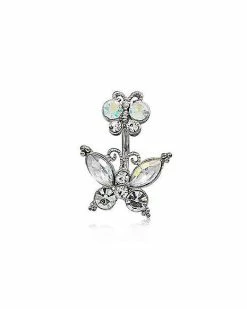 Coupon ✔️ CZ Butterfly Belly Ring - 14 Gauge 👏