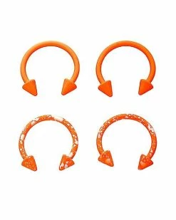 Best reviews of 🥰 Multi-Pack Orange Splatter Horseshoe Rings 2 Pair - 18 Gauge 🔔