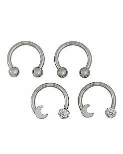 Cheap 🎁 Multi-Pack CZ Moon Horseshoe Rings 2 Pair - 16 Gauge 🎁