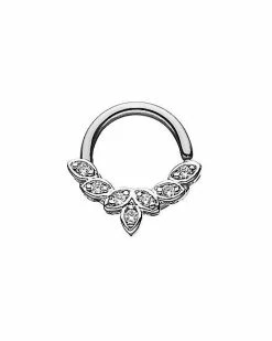 New ❤️ Leaf CZ Hinged Septum Ring - 16 Gauge 🛒