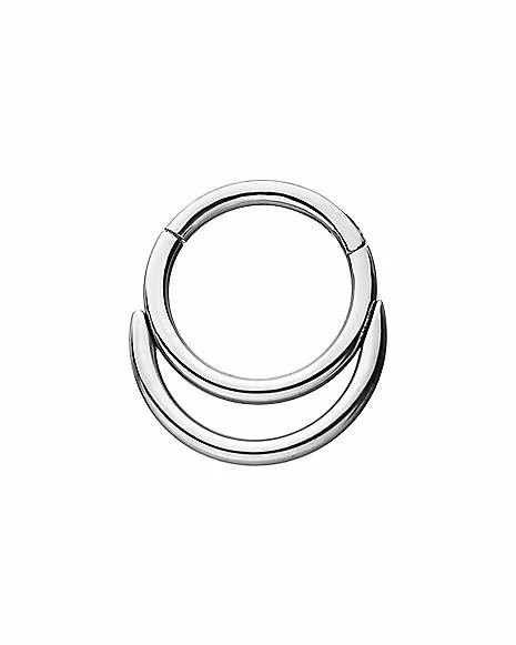 Best Pirce ❤️ Double Hoop Hinged Septum Ring - 16 Gauge ❤️ 3 Best Pirce ❤️ Double Hoop Hinged Septum Ring - 16 Gauge ❤️