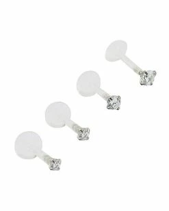 Budget 😀 Multi-Pack Bioflex CZ Labret Lip Rings 4 Pack - 16 Gauge 🥰 -Playboy Shop 03466588 c