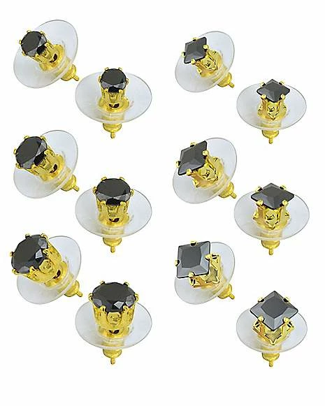 Deals π Goldtone Black CZ Stud Earrings - 6 Pairs π 3 Deals π Goldtone Black CZ Stud Earrings - 6 Pairs π