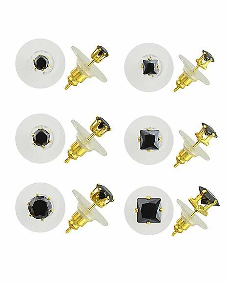 Deals π Goldtone Black CZ Stud Earrings - 6 Pairs π 4 Deals π Goldtone Black CZ Stud Earrings - 6 Pairs π - Image 2