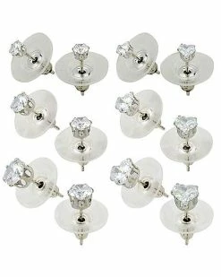 Coupon 💯 Multi-Pack Round Heart CZ Stud Earrings - 6 Pair 🧨