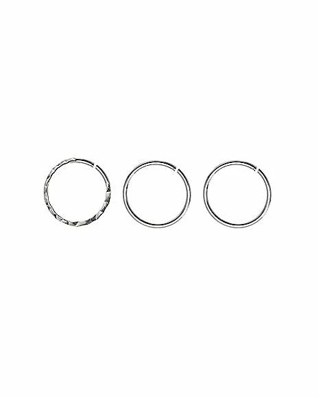 New ❤️ Multi-Pack Textured Seamless Hoop Nose Rings 3 Pack - 18 Gauge ❤️ 3 New ❤️ Multi-Pack Textured Seamless Hoop Nose Rings 3 Pack - 18 Gauge ❤️