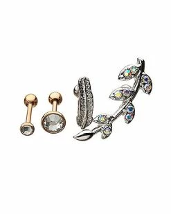 Best reviews of 😍 Multi-Pack CZ Leaf Cartilage Earrings 4 Pack - 18 Gauge 🛒