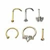 Cheap 👏 Multi-Pack Goldtone CZ Nose Rings 6 Pack - 20 Gauge 🤩 -Playboy Shop 03469186 a