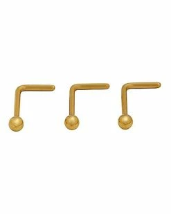 New 🌟 Multi-Pack Goldtone Twisted Hoop Nose Rings and L-Bend Nose Rings 6 Pack - 20 Gauge ❤️ -Playboy Shop 03469608 c
