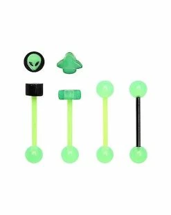 Hot Sale 👏 Multi-Pack Glow In The Dark Alien Barbells 4 Pack - 14 Gauge 👍