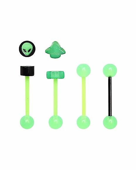 Hot Sale π Multi-Pack Glow In The Dark Alien Barbells 4 Pack - 14 Gauge π 3 Hot Sale π Multi-Pack Glow In The Dark Alien Barbells 4 Pack - 14 Gauge π
