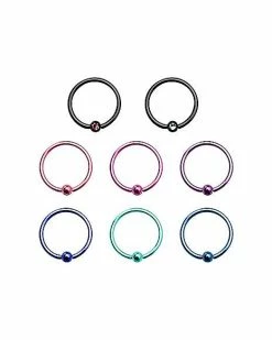 Discount ✨ Multi-Pack CZ Colored Hoop Nose Rings 9 Pack - 20 Gauge 👏