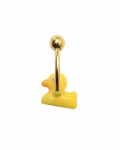 Budget 🌟 Goldtone CZ Duck Belly Ring - 14 Gauge 🛒 -Playboy Shop 03473089 c