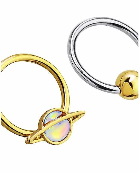 Cheap π Multi-Pack Goldtone Saturn Captive Bead Rings 2 Pair - 16 Gauge π 5 Cheap π Multi-Pack Goldtone Saturn Captive Bead Rings 2 Pair - 16 Gauge π - Image 3