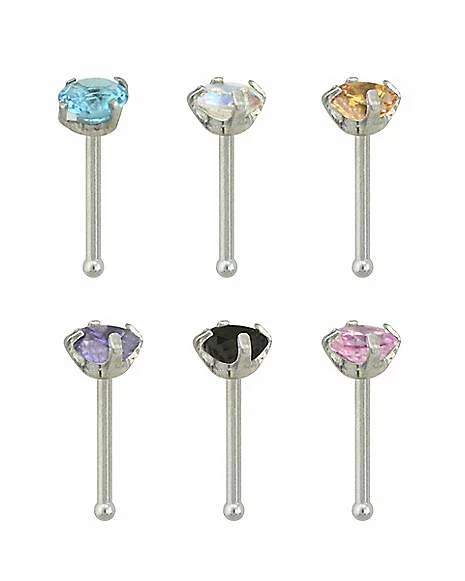 Best deal π Multi-Pack CZ Bone Nose Rings 6 Pack - 20 Gauge π 4 Best deal π Multi-Pack CZ Bone Nose Rings 6 Pack - 20 Gauge π - Image 2