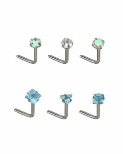Best deal 🛒 Multi-Pack CZ L-Bend Nose Rings 6 Pack - 20 Gauge 🤩