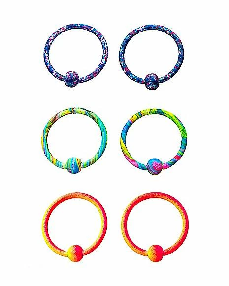 Hot Sale π Multi-Pack Splatter Captive Bead Rings 3 Pair - 18 Gauge π 3 Hot Sale π Multi-Pack Splatter Captive Bead Rings 3 Pair - 18 Gauge π