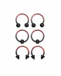 Best Sale 😉 Multi-Pack Ombre Horseshoe Rings and Captive Rings - 3 Pair 🧨 -Playboy Shop 03479391 a