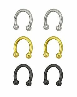 Buy π Multi-Pack Plated Horseshoe Rings - 3 Pair π 11 Buy π Multi-Pack Plated Horseshoe Rings - 3 Pair π -Playboy Shop 03480019 b