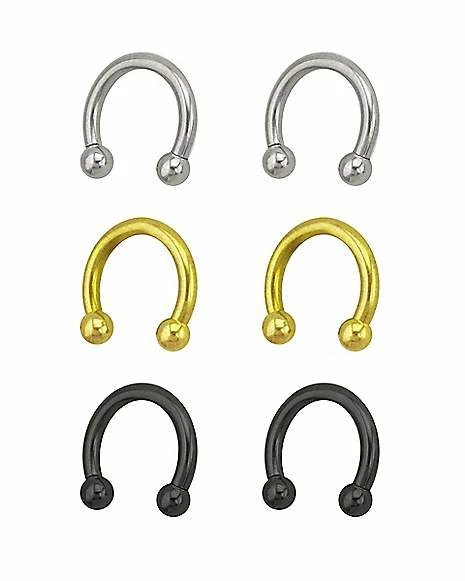 Buy π Multi-Pack Plated Horseshoe Rings - 3 Pair π 5 Buy π Multi-Pack Plated Horseshoe Rings - 3 Pair π - Image 3