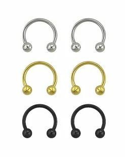 Buy π Multi-Pack Plated Horseshoe Rings - 3 Pair π 12 Buy π Multi-Pack Plated Horseshoe Rings - 3 Pair π -Playboy Shop 03480027 a