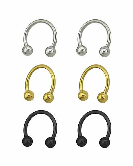 Buy π Multi-Pack Plated Horseshoe Rings - 3 Pair π 7 Buy π Multi-Pack Plated Horseshoe Rings - 3 Pair π - Image 5