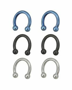 Cheap ⭐ Multi-Pack Blue Horseshoe Rings - 3 Pair ⭐ -Playboy Shop 03480050 b