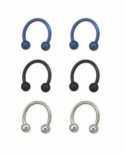 Cheap ⭐ Multi-Pack Blue Horseshoe Rings - 3 Pair ⭐ -Playboy Shop 03480068 b