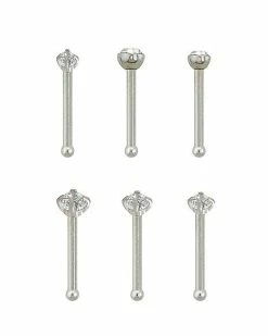New 🎁 Multi-Pack CZ Stud Nose Rings - 6 Pack 🎁 -Playboy Shop 03480159 b