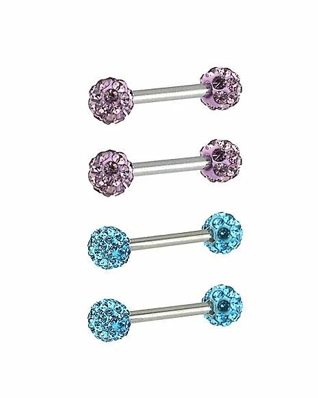 Hot Sale β€οΈ Blue and Purple CZ Nipple Barbells 4 Pack - 14 Gauge π 4 Hot Sale β€οΈ Blue and Purple CZ Nipple Barbells 4 Pack - 14 Gauge π - Image 2