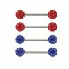 Buy 👍 Multi-Pack Blue and Red CZ Nipple Barbells 2 Pair - 14 Gauge ⌛ -Playboy Shop 03480407 a