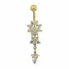 Best deal 🔔 Goldtone CZ Flower Dangle Belly Ring - 14 Gauge 😉 -Playboy Shop 03480480 a
