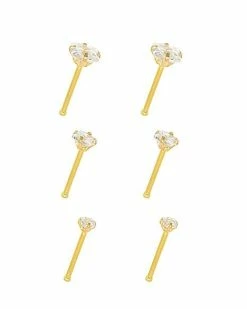 Best deal 👍 Multi-Pack Goldtone CZ Bone Nose Rings 6 Pack - 20 Gauge 😀 -Playboy Shop 03482635 b
