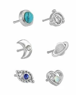Best deal 🎁 Multi-Pack CZ Galaxy Bone Nose Rings 6 Pack - 20 Gauge 👍