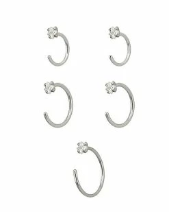 New ✔️ Multi-Pack CZ Half Hoop Nose Rings 5 Pack - 20 Gauge ⌛