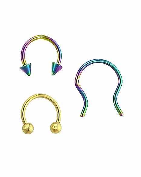 Discount β€οΈ Multi-Pack Rainbow Septum Rings 3 Pack - 18 Gauge π 3 Discount β€οΈ Multi-Pack Rainbow Septum Rings 3 Pack - 18 Gauge π