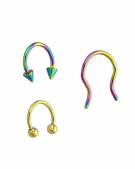Discount β€οΈ Multi-Pack Rainbow Septum Rings 3 Pack - 18 Gauge π 4 Discount β€οΈ Multi-Pack Rainbow Septum Rings 3 Pack - 18 Gauge π - Image 2