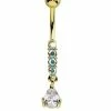 Discount π― Goldtone CZ Teardrop Dangle Belly Ring - 14 Gauge π 1 Discount π― Goldtone CZ Teardrop Dangle Belly Ring - 14 Gauge π -Playboy Shop 03482700 a