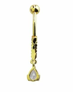 Discount π― Goldtone CZ Teardrop Dangle Belly Ring - 14 Gauge π 9 Discount π― Goldtone CZ Teardrop Dangle Belly Ring - 14 Gauge π -Playboy Shop 03482700 d