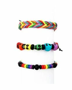 New ⭐ Multi-Pack Rainbow Skull Bracelets - 3 Pack ✔️