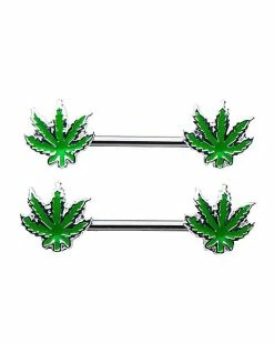Coupon 🔥 Weed Leaf Nipple Barbells 👍 -Playboy Shop 03483146 a
