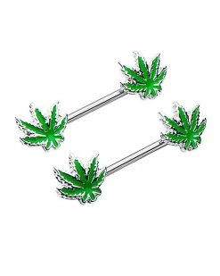 Coupon 🔥 Weed Leaf Nipple Barbells 👍 -Playboy Shop 03483146 b