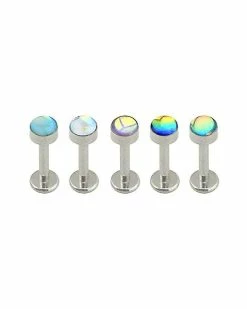 Brand new 🛒 Multi-Pack Iridescent Labret Lip Rings 5 Pack - 16 Gauge 🔥