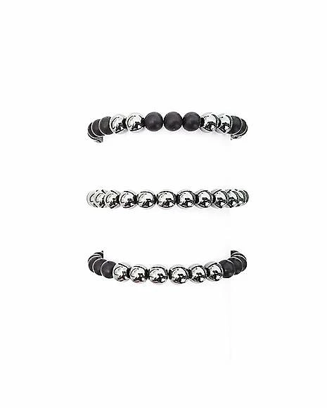 Budget π Hematite Beaded Bracelets - 3 Pack π 3 Budget π Hematite Beaded Bracelets - 3 Pack π