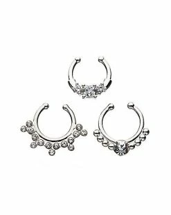 Deals ✨ Multi-Pack CZ Fake Septum Rings - 3 Pack 🛒